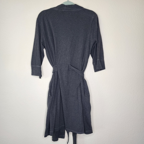 Pact Gray Staycation Organic Cotton Sustainable Short Knit Robe M - Picture 3 of 4